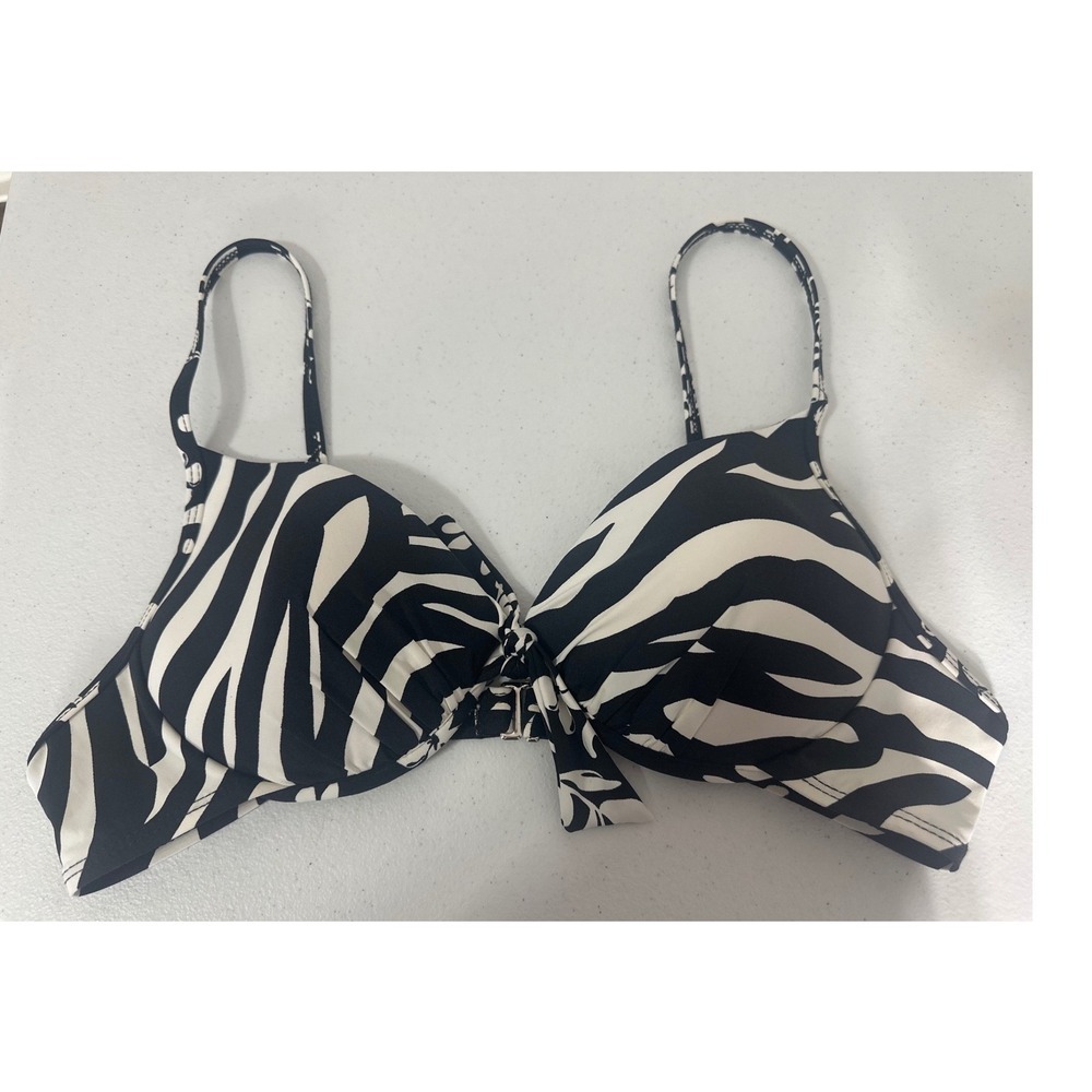 Athena Womens Zebra Floral Underwire Bikini Top Black White Size 14 65119